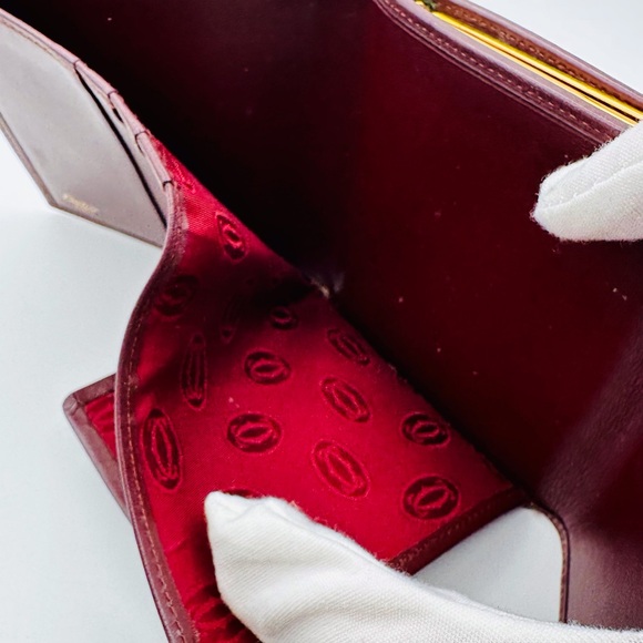 Cartier Burgundy Leather Wallet with Gold Accents - Picture 9 of 11